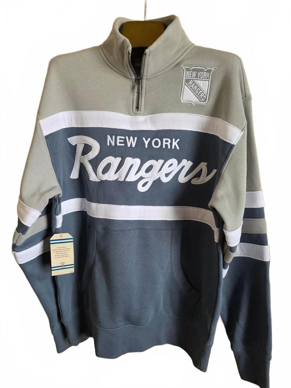 Mitchell & Ness NY Rangers Head Coach 1/4 Zip Sweater Men's Size M NWT Hockey